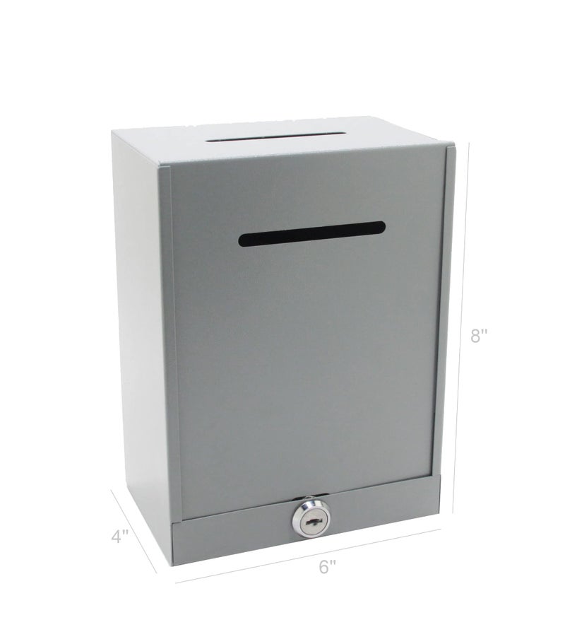 FixtureDisplays Classic Metal Box, Donation Box, Secure Collection Box, Ballot Box, Ticket Box, Easy Wall Mount 15610 - Image 2